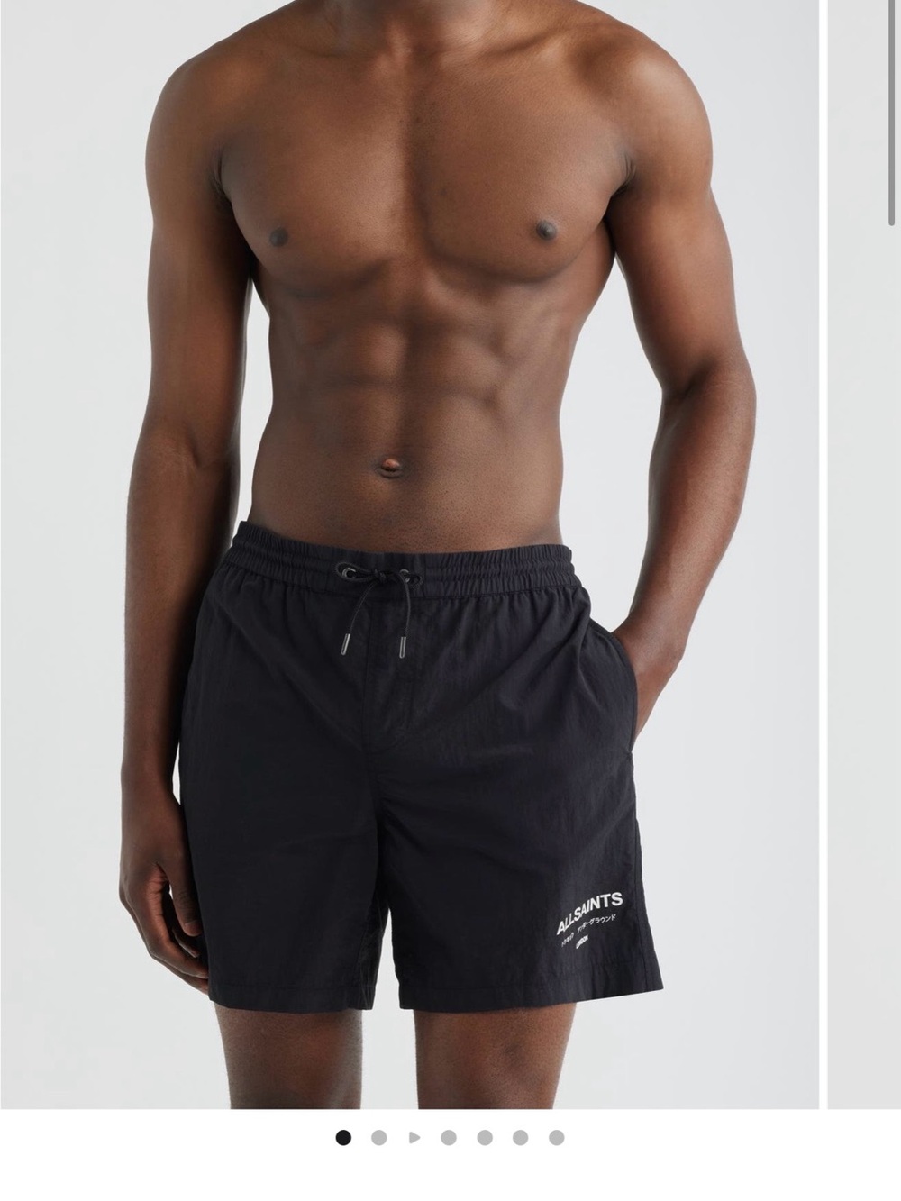 All Saints Black Men's Swim Trunks with Logo